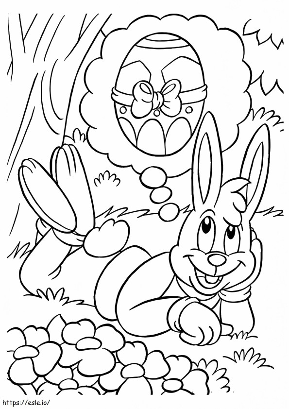 Coloriage  Le lapin de Pâques veut un œuf A4 à imprimer dessin