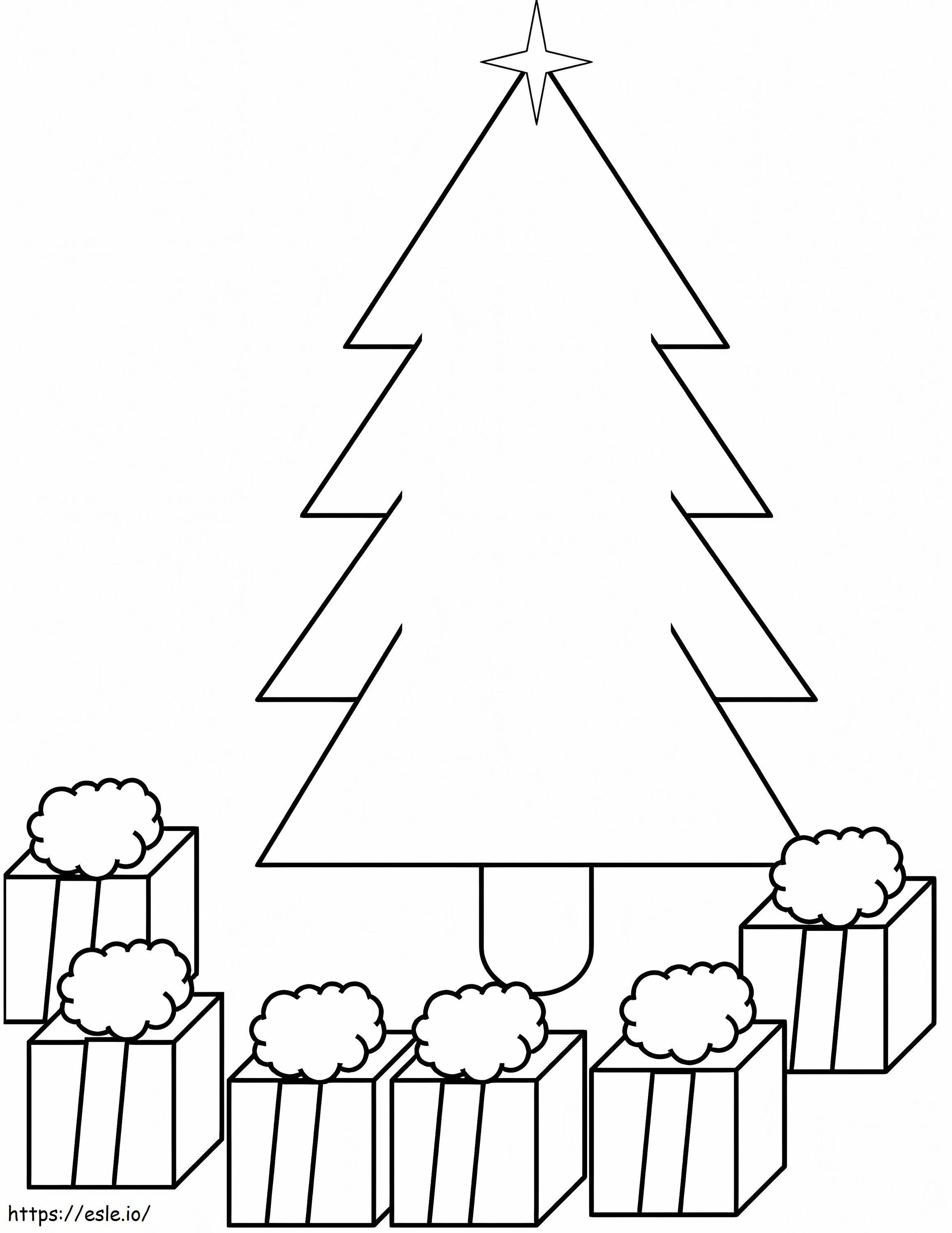 Pohon Natal Dan Hadiah 2 Gambar Mewarnai