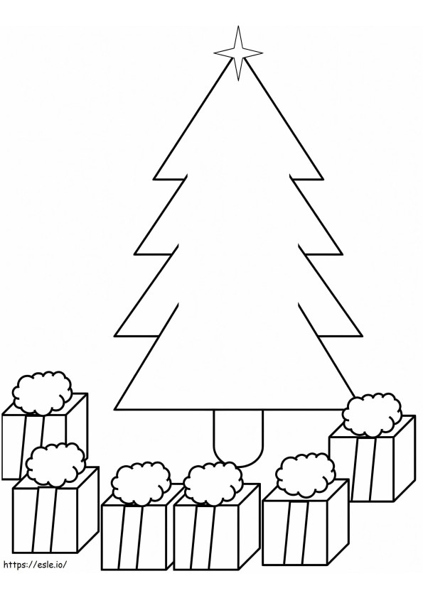 Pohon Natal Dan Hadiah 2 Gambar Mewarnai