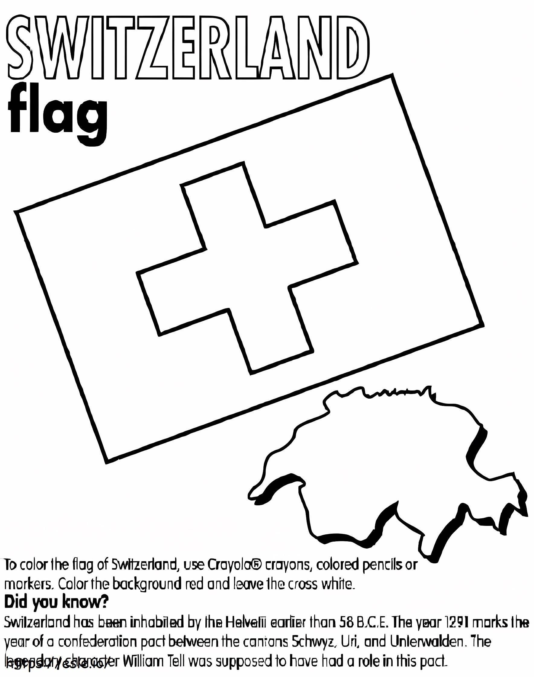 Bandera y mapa de Suiza para colorear