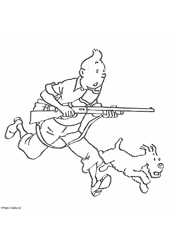 Tintin Z Pistoletem kolorowanka