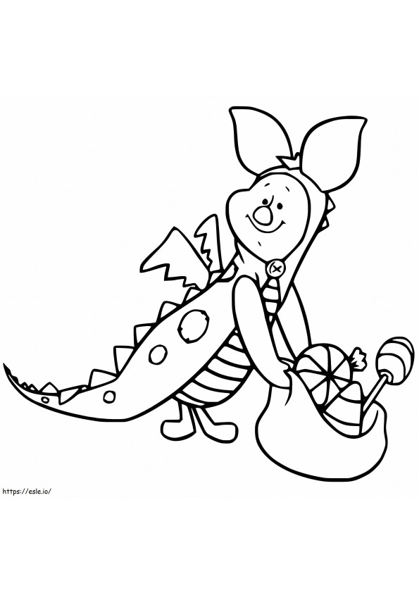 Piglet And Candies Bag coloring page