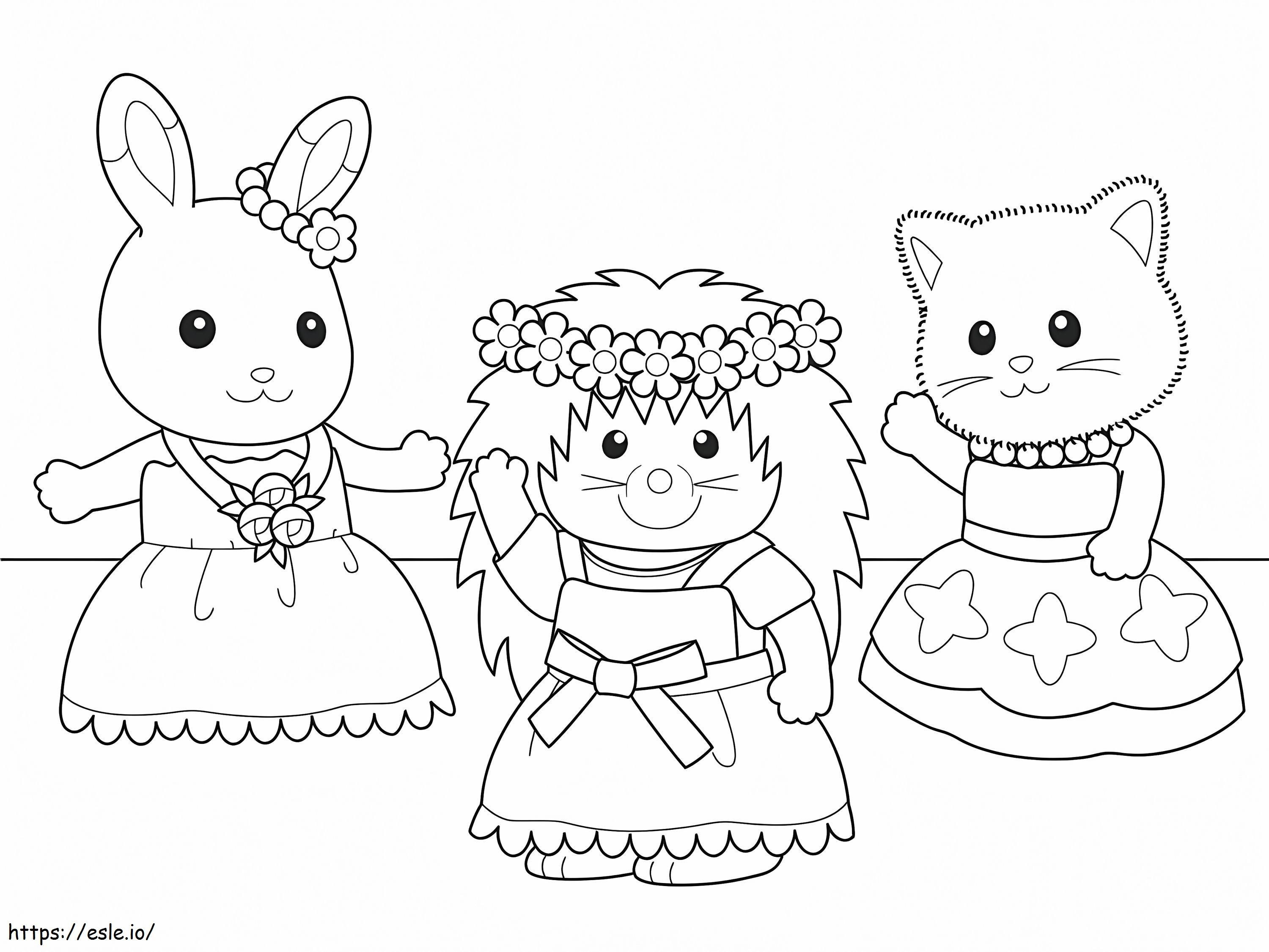 Pretty Sylvanian Families coloring page
