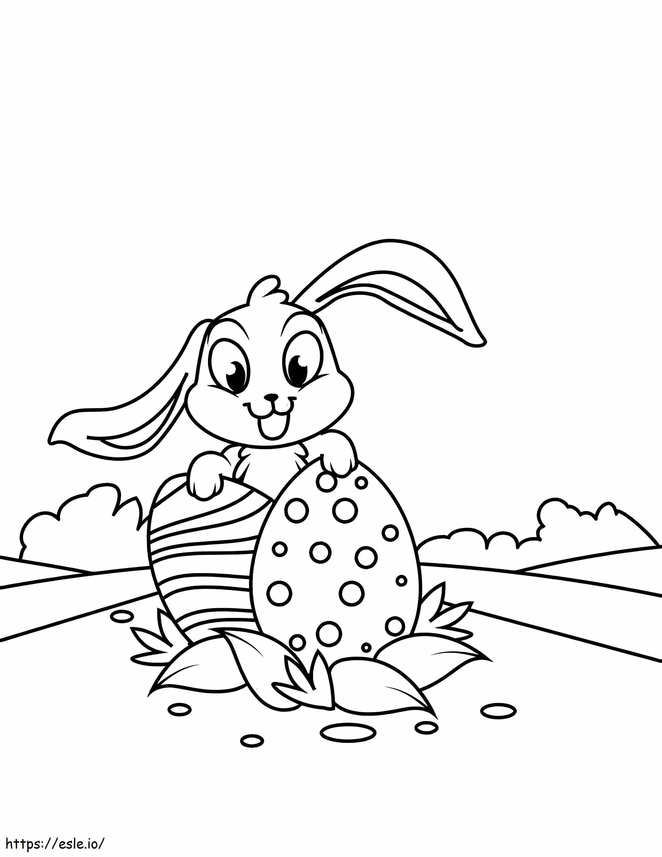 Coloriage Joli lapin de Pâques à imprimer dessin