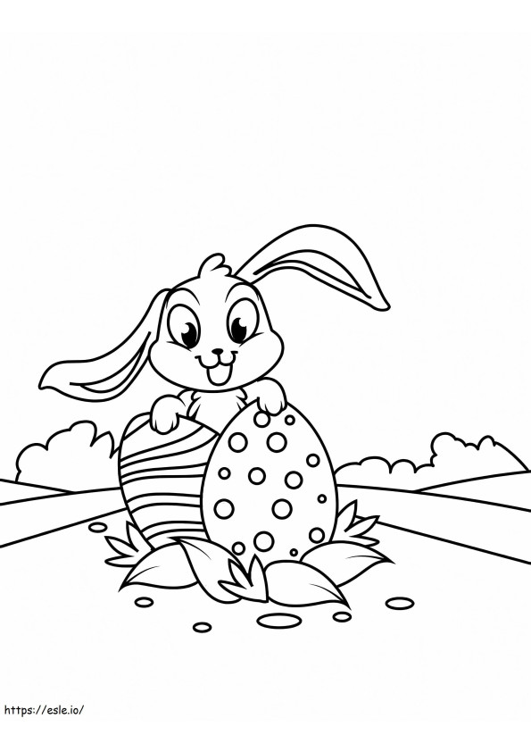 Coloriage Joli lapin de Pâques à imprimer dessin
