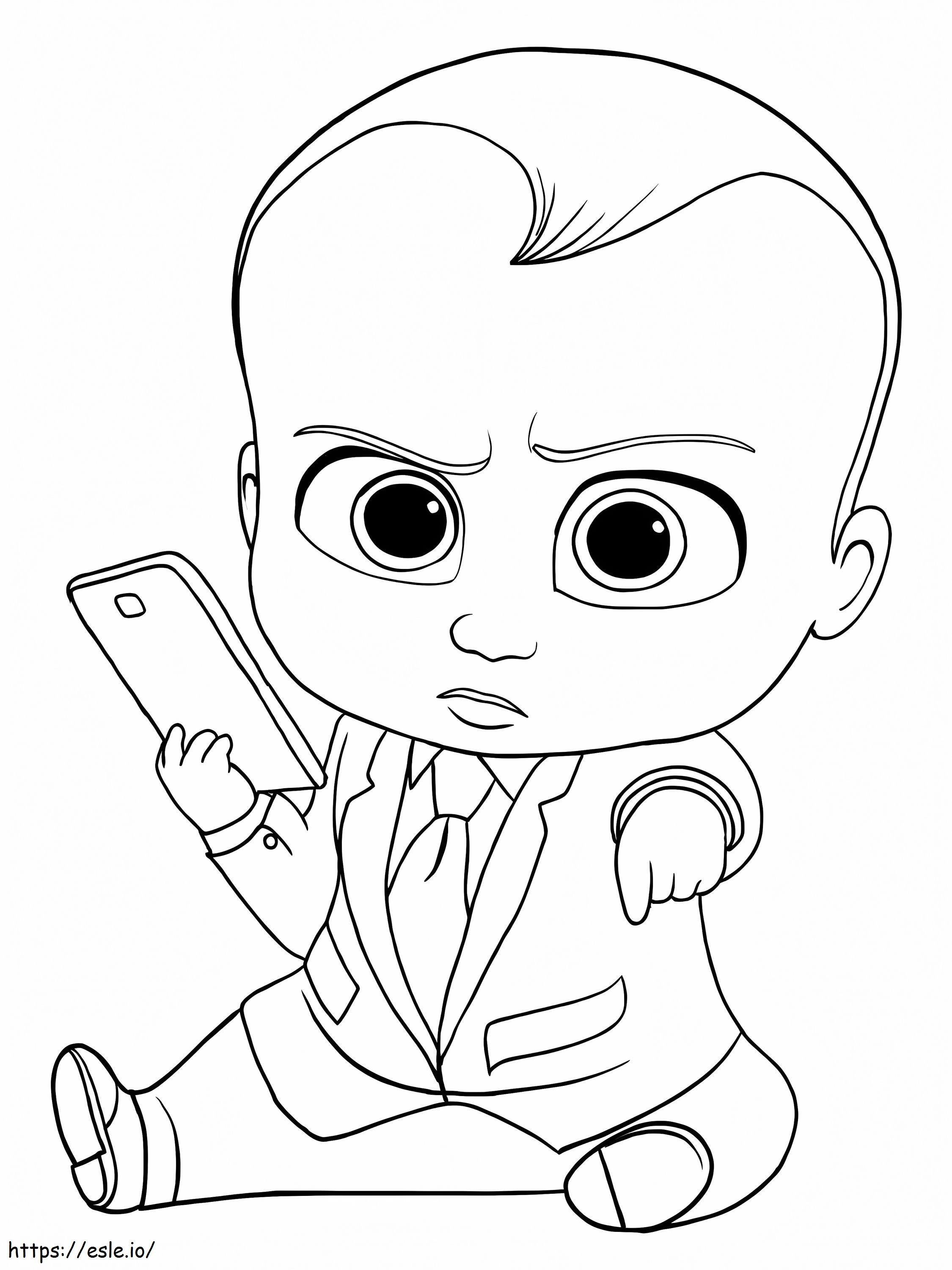 Boss Baby com telefone inteligente para colorir
