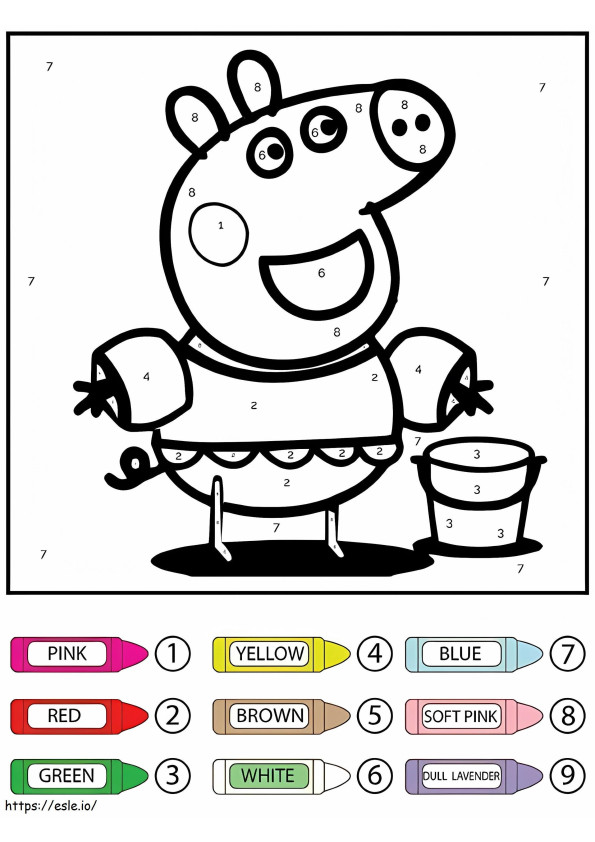 Peppa Pig kleur op nummer kleurplaat