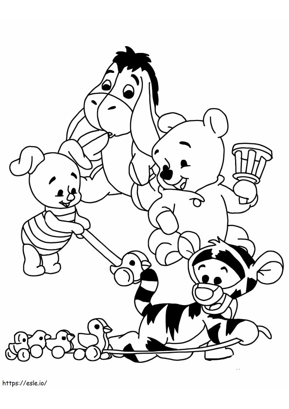 Coloriage Bébé Winnie l'ourson et ses amis à imprimer dessin
