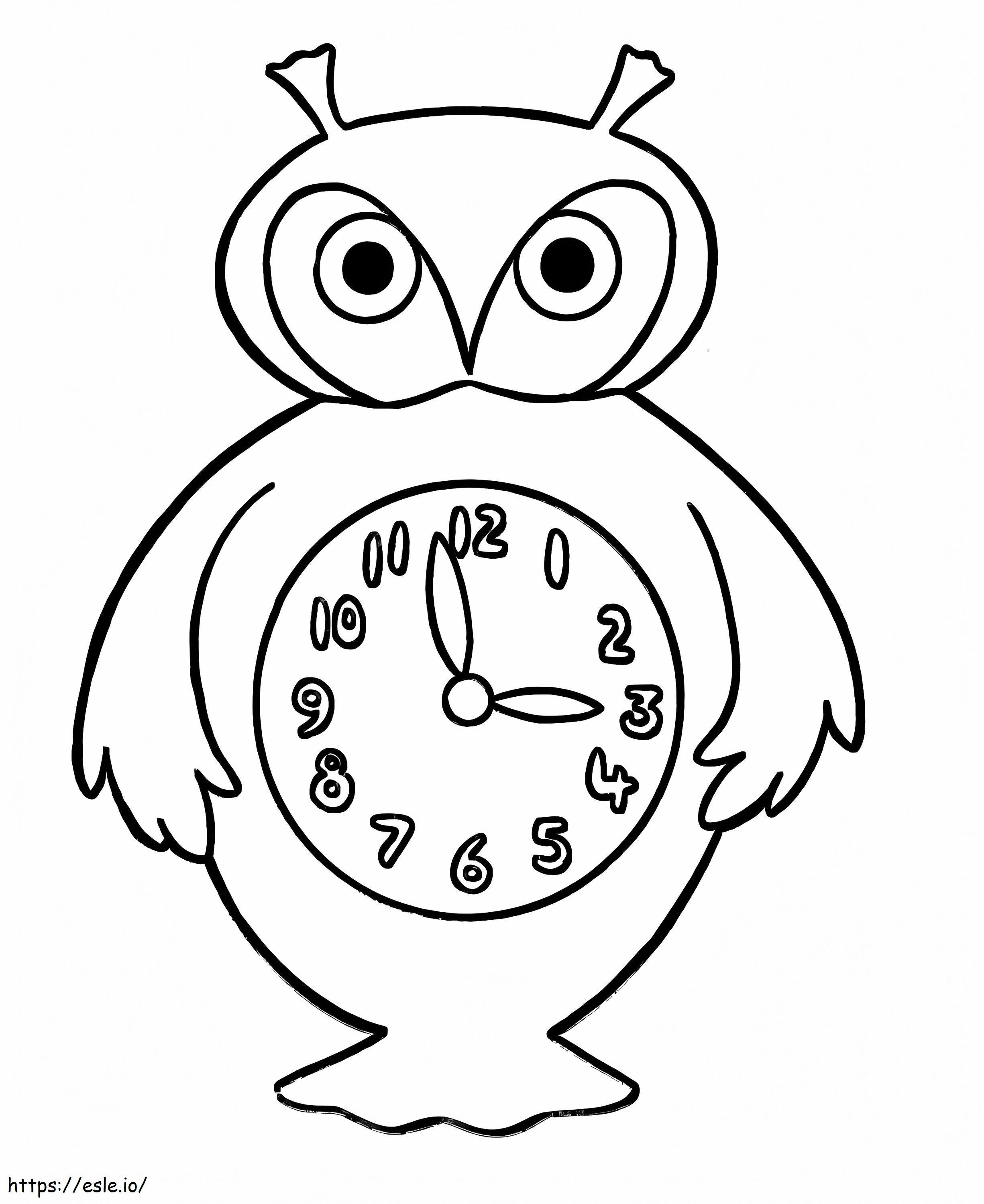 Owl Clock coloring page