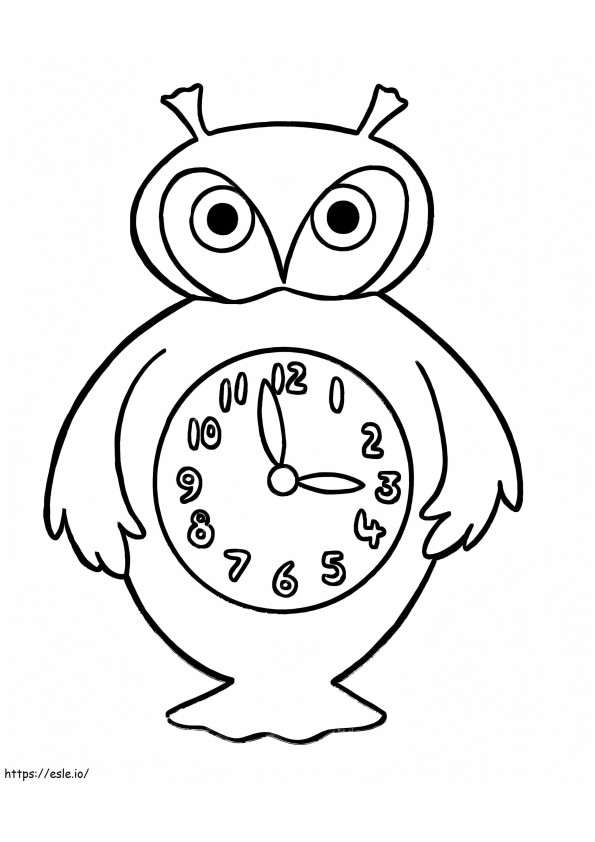 フクロウ時計 ぬりえ - 塗り絵