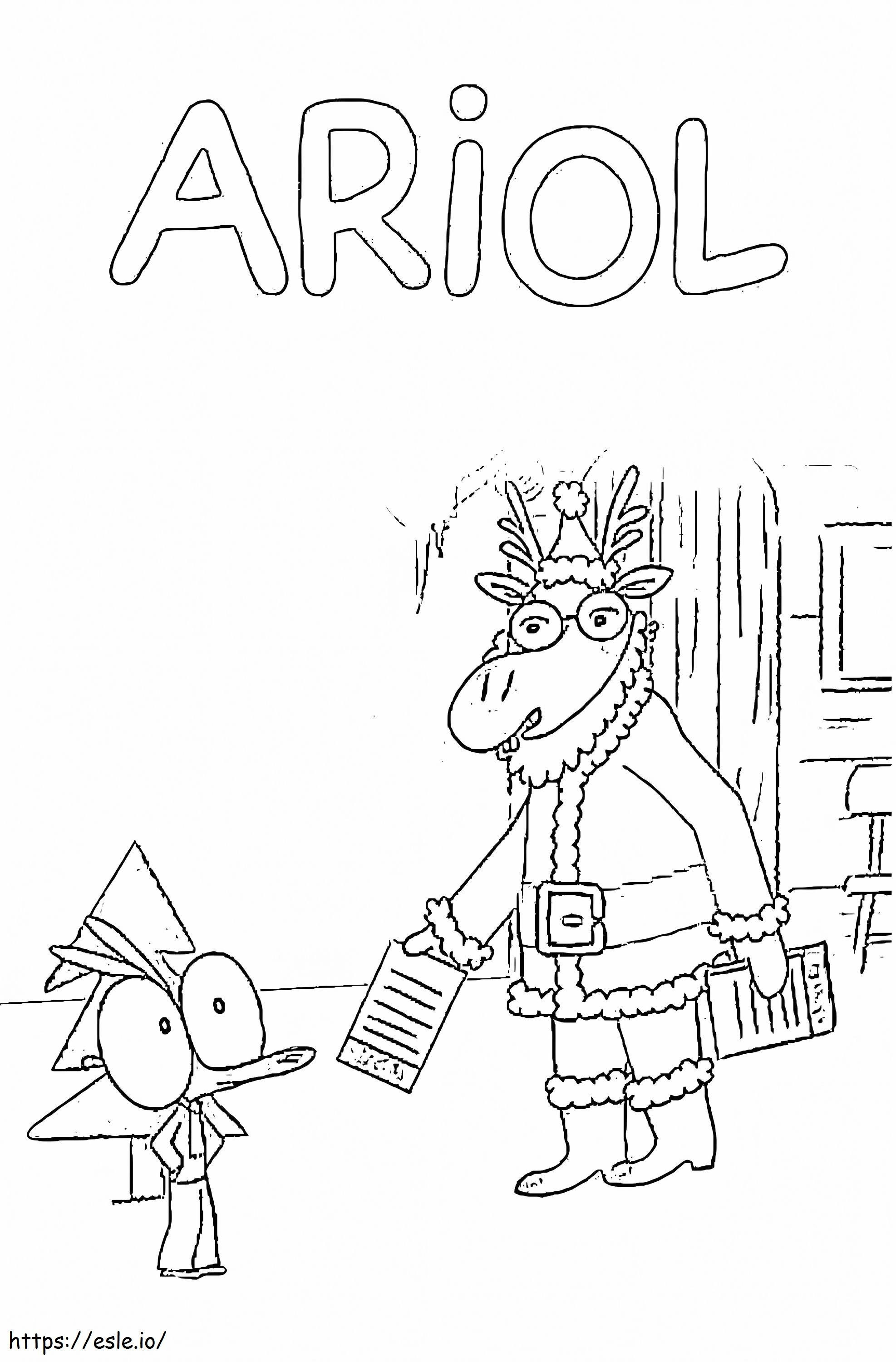 Ariol And Santa Claus coloring page