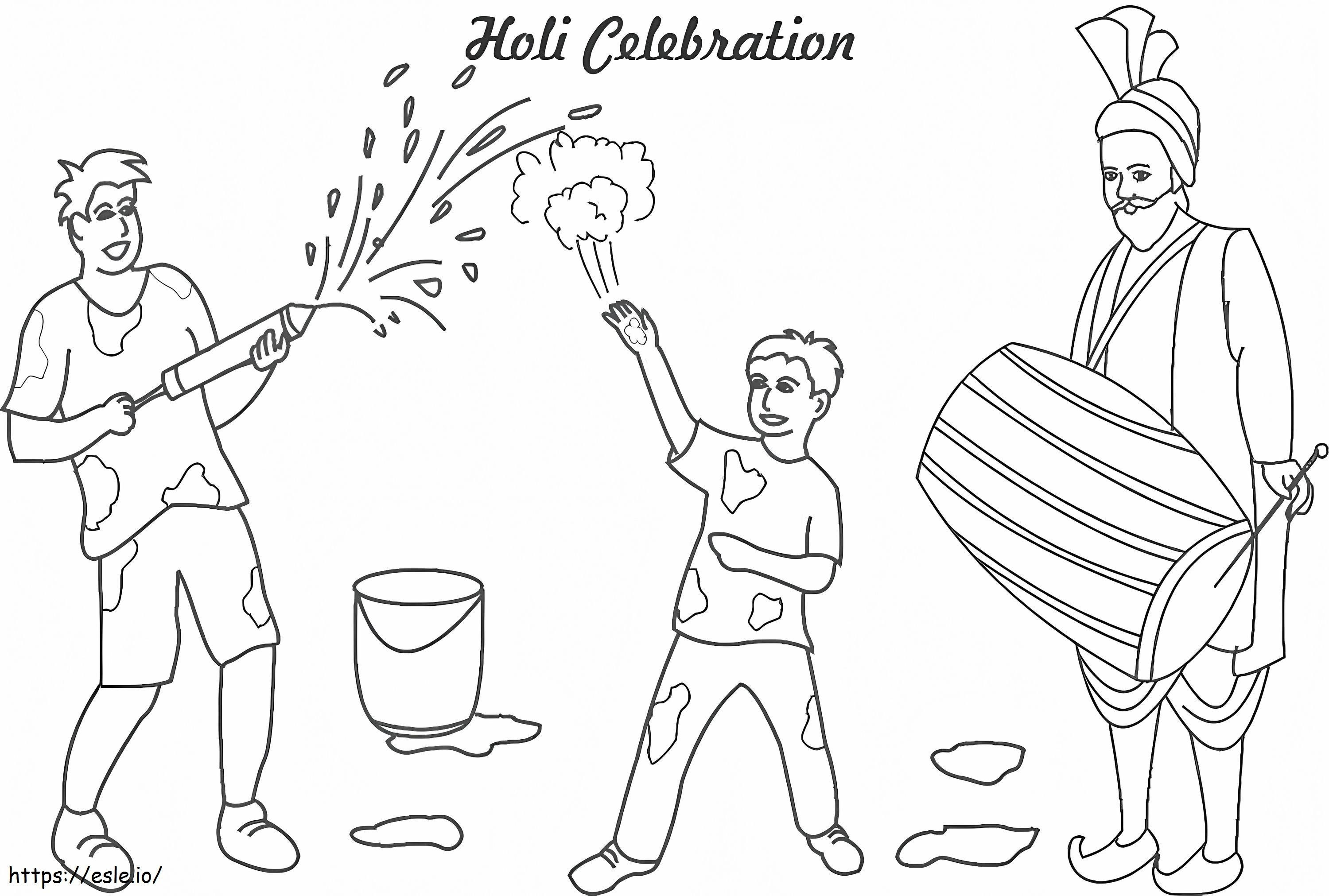 Happy Holi 2 coloring page