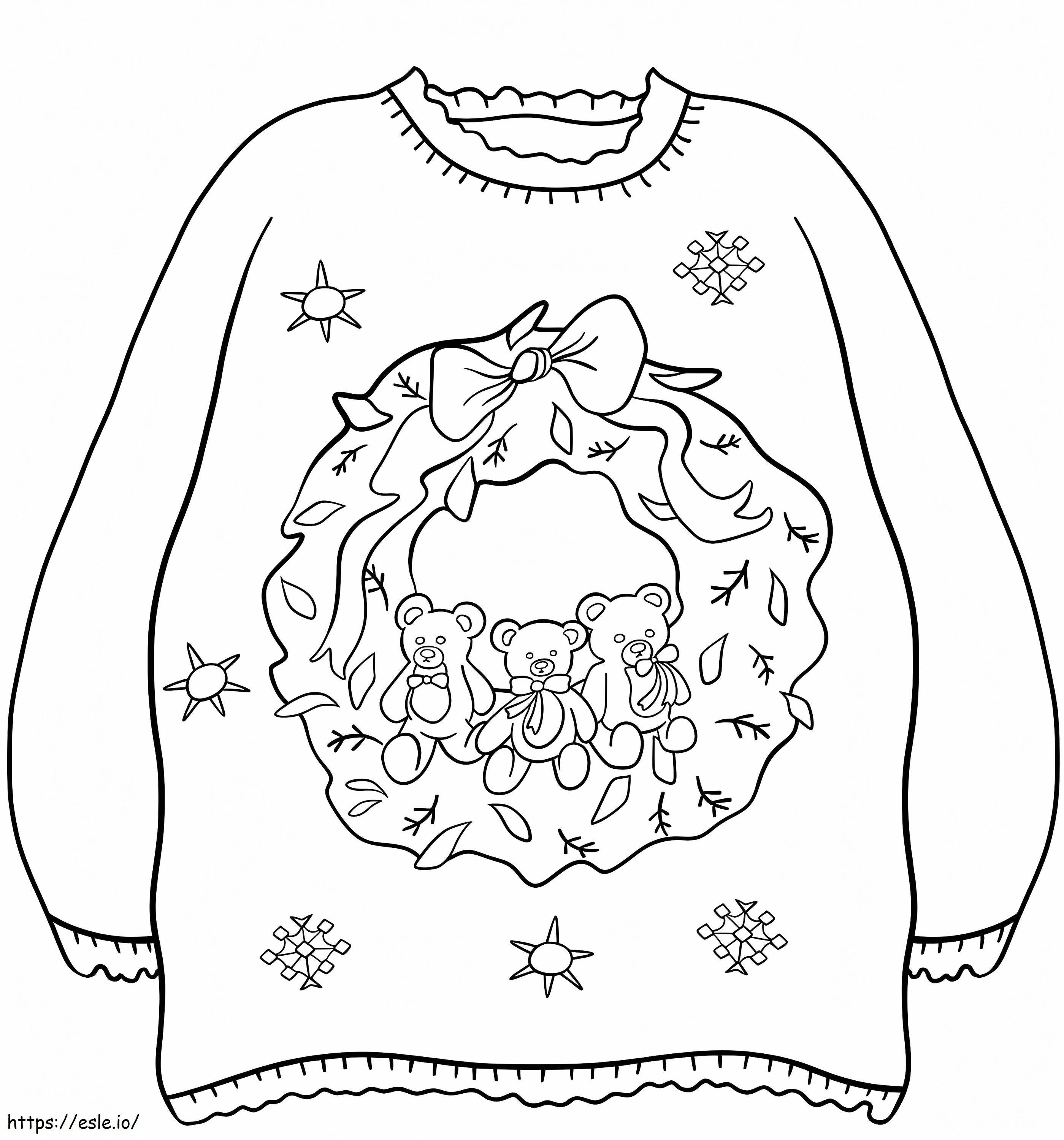 Świąteczny Sweter Z Wiankiem kolorowanka