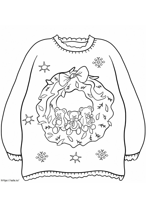 Sweater Natal Dengan Karangan Bunga Gambar Mewarnai