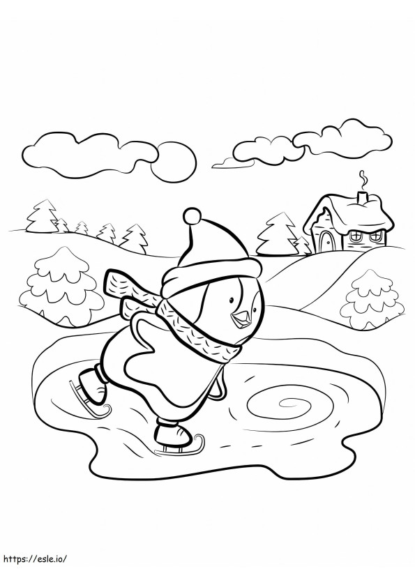 Great Penguin Skating coloring page