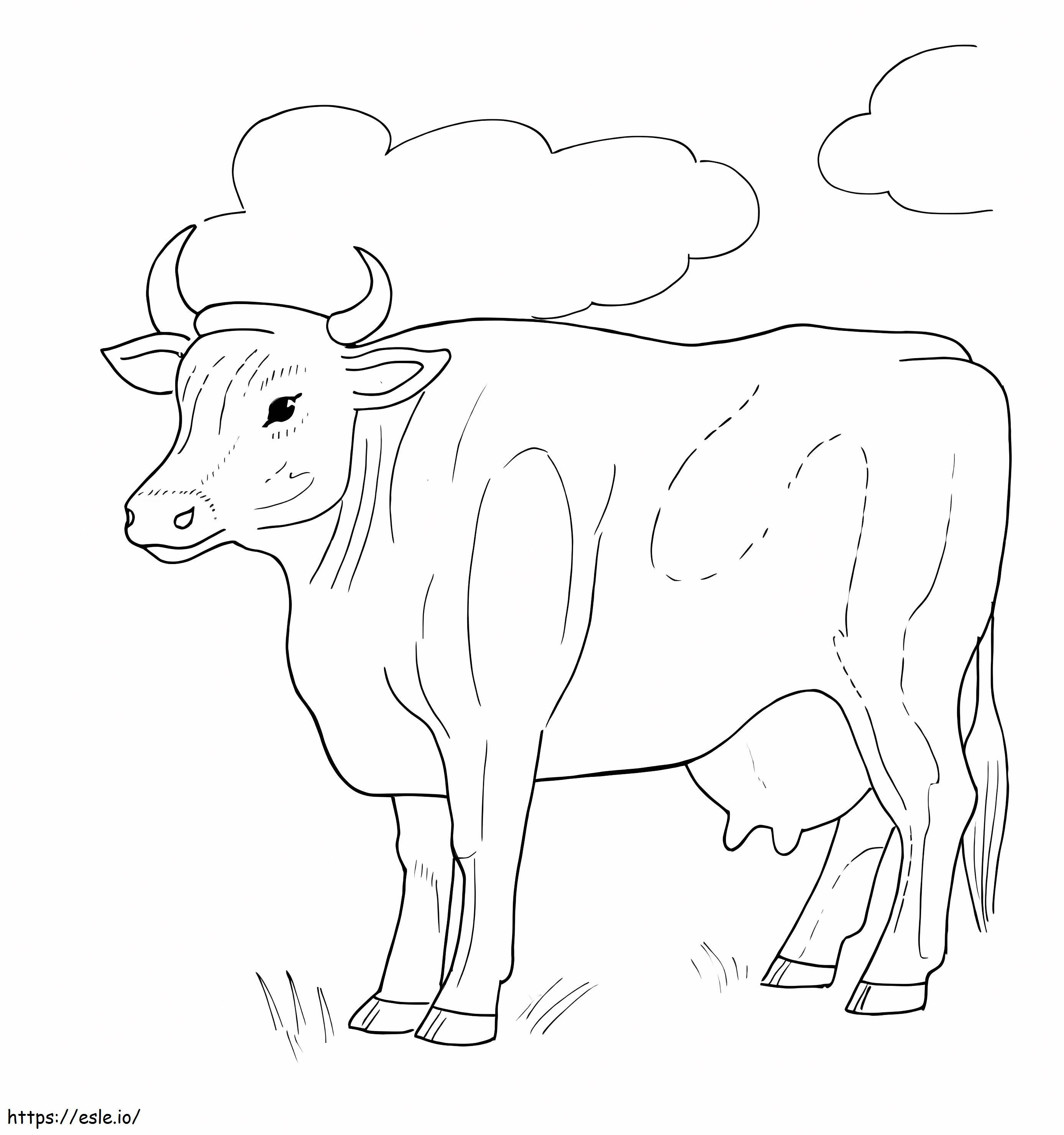 vaca con nubes para colorear
