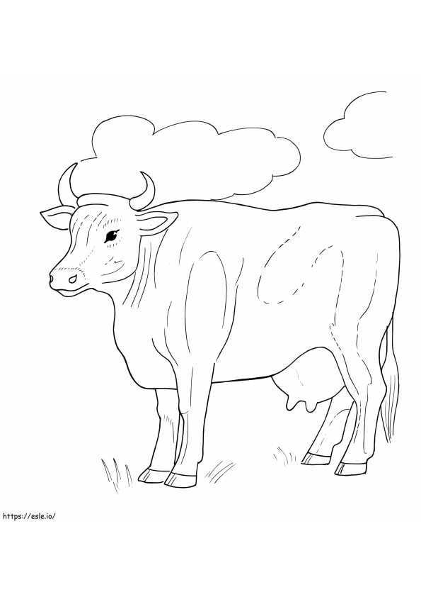 雲のある牛 ぬりえ - 塗り絵