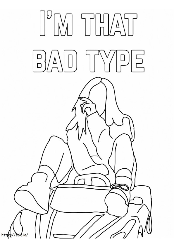 Billie Eilish Im That Bad Type coloring page
