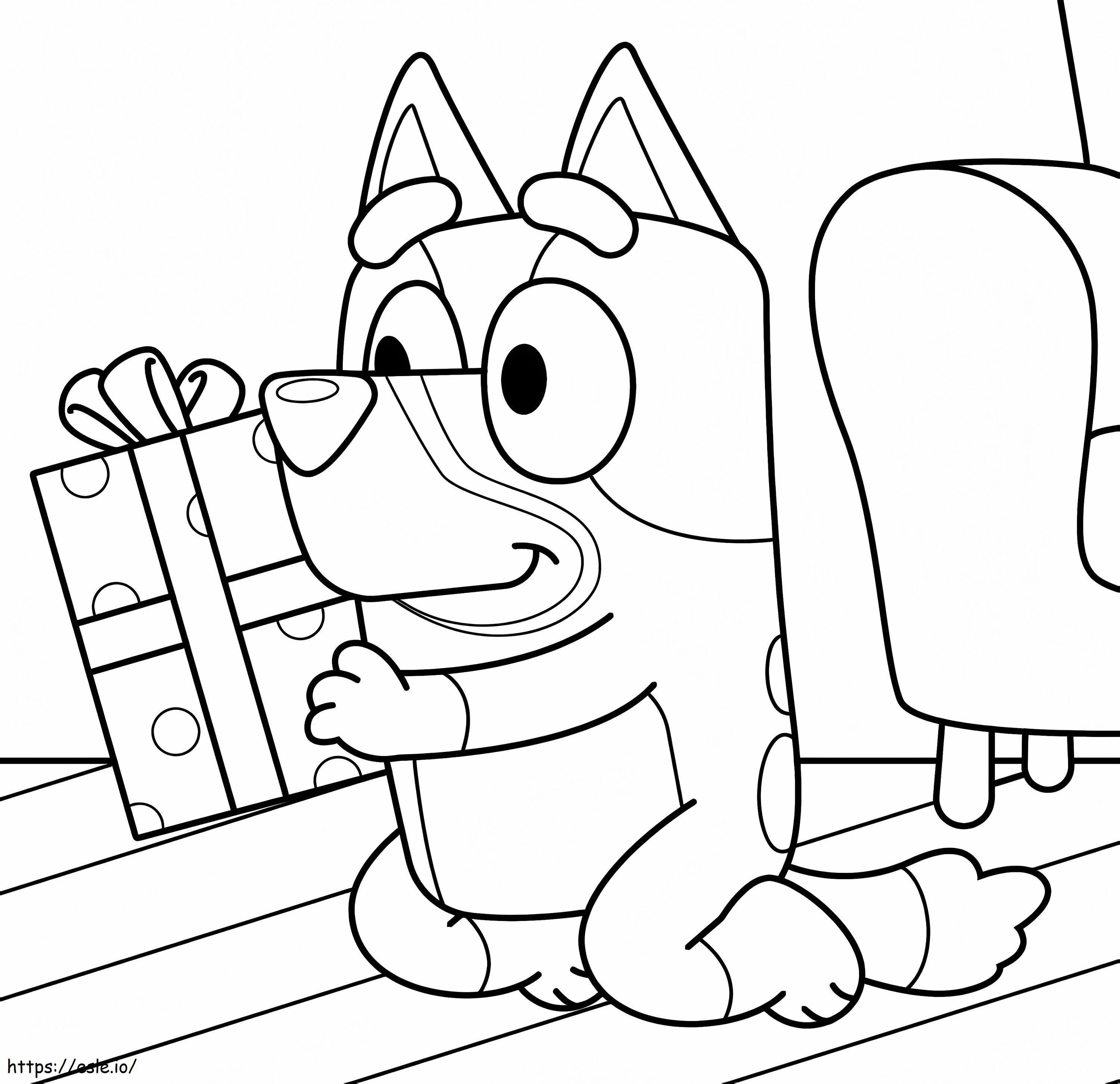 Bluey And Gift coloring page
