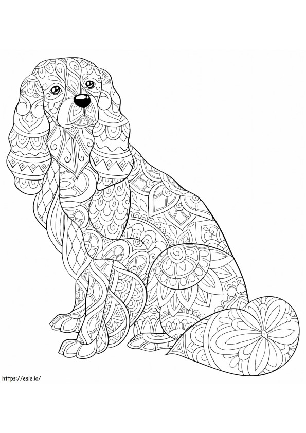 Coloriage chien assis mandala à imprimer dessin