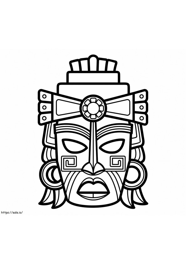 Coloriage Masque aztèque africain mexicain à imprimer dessin