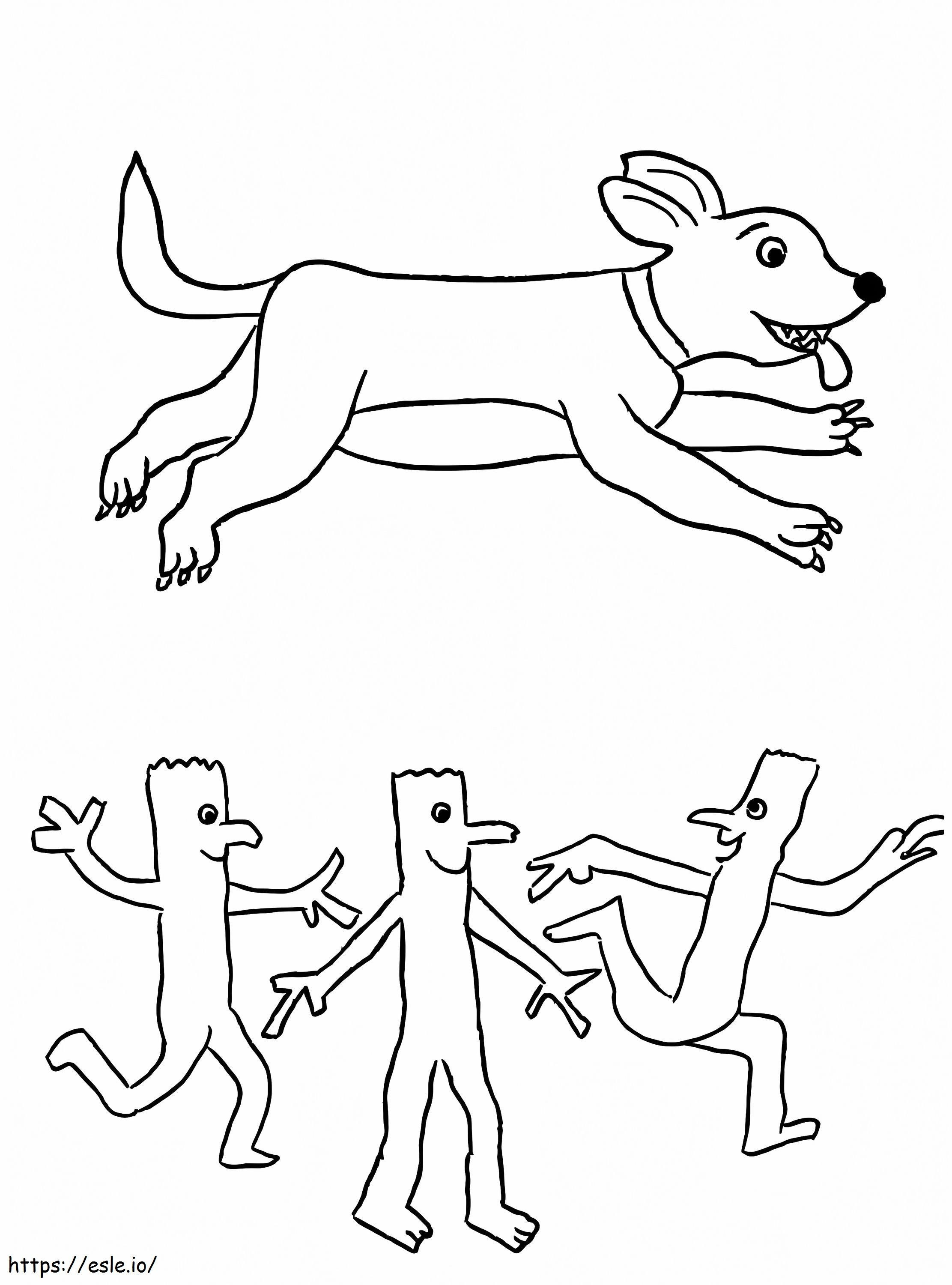 Stick Children And Dog coloring page