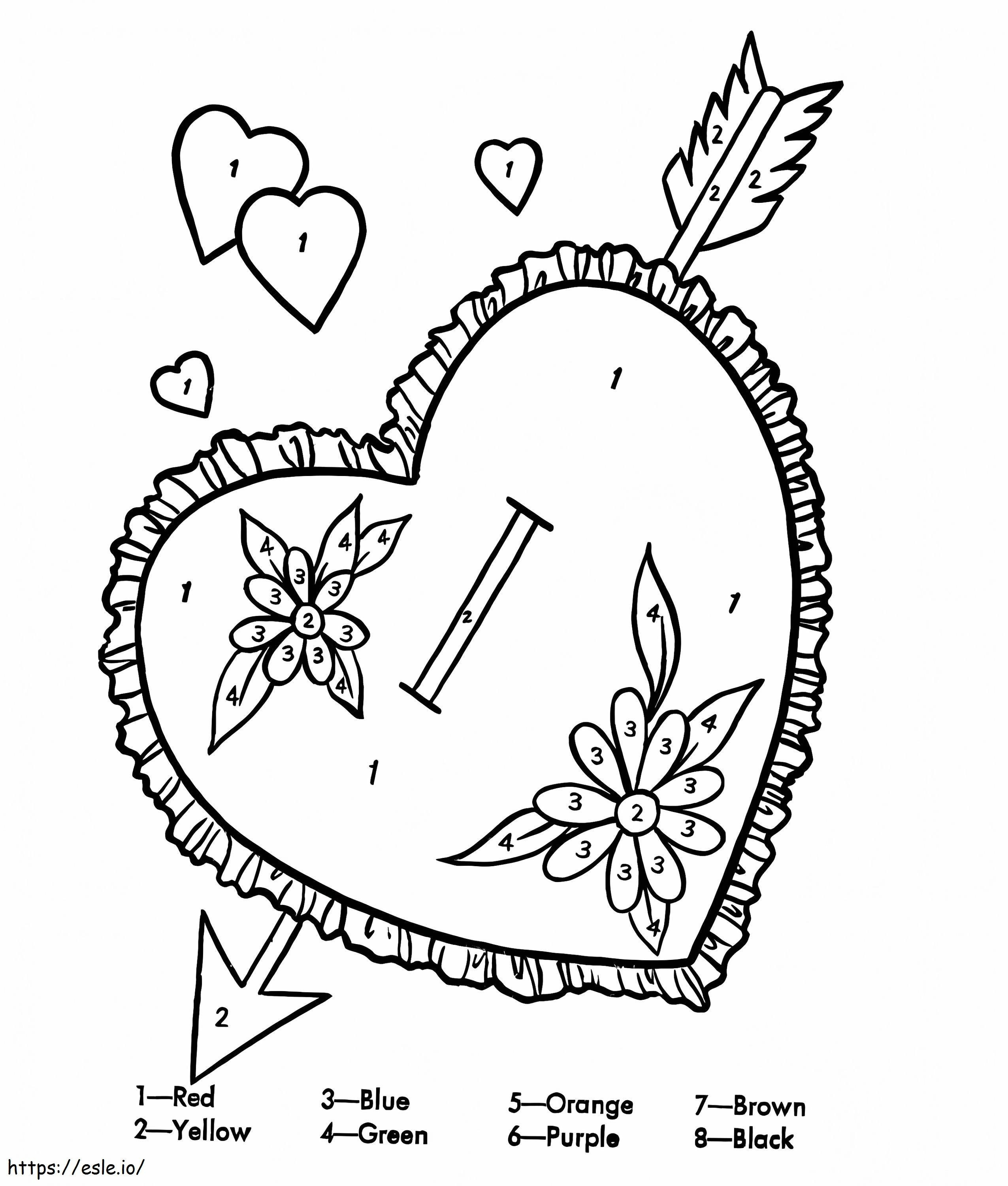 Valentine Heart Color By Number coloring page