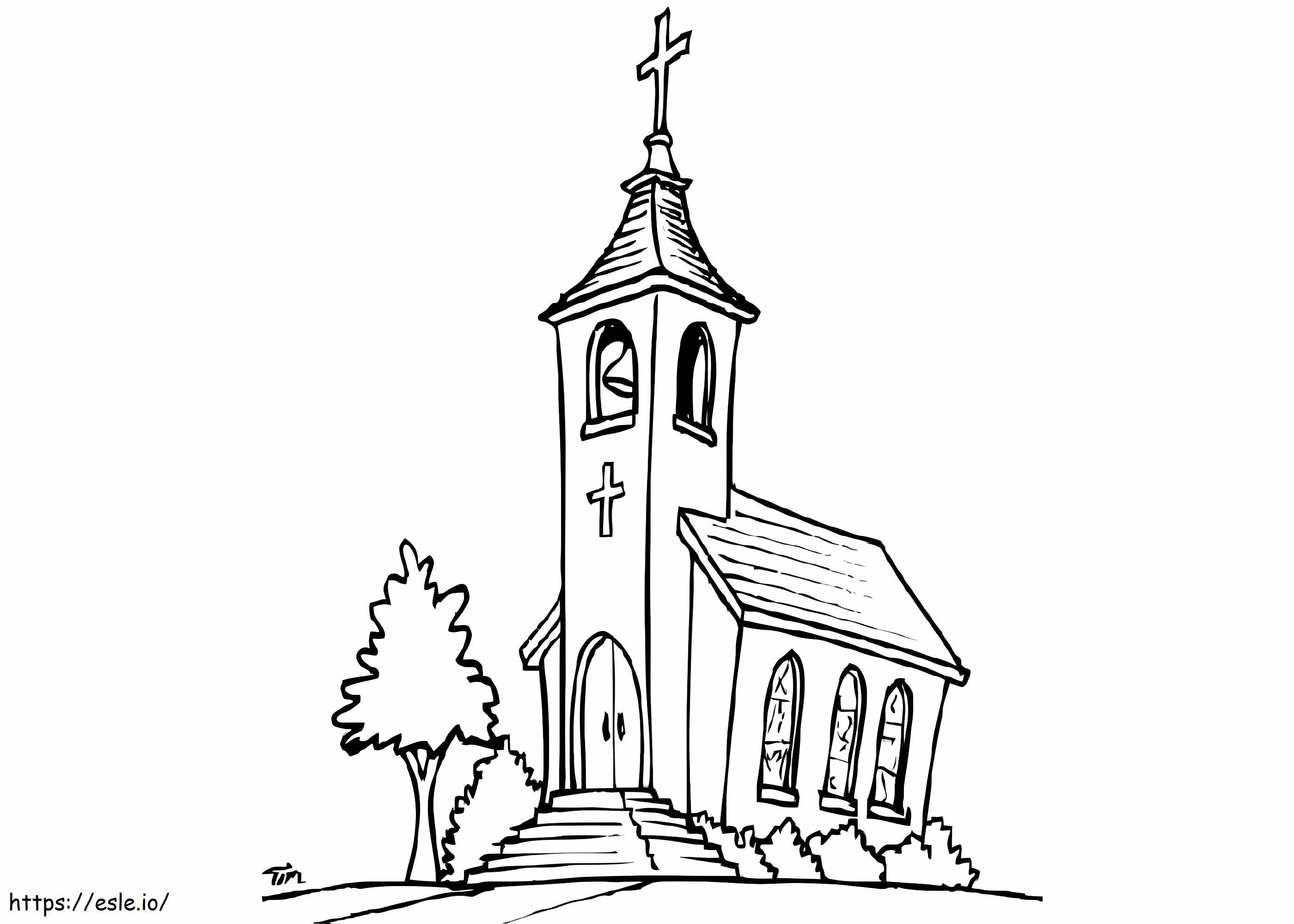 Coloriage Bonne église à imprimer dessin