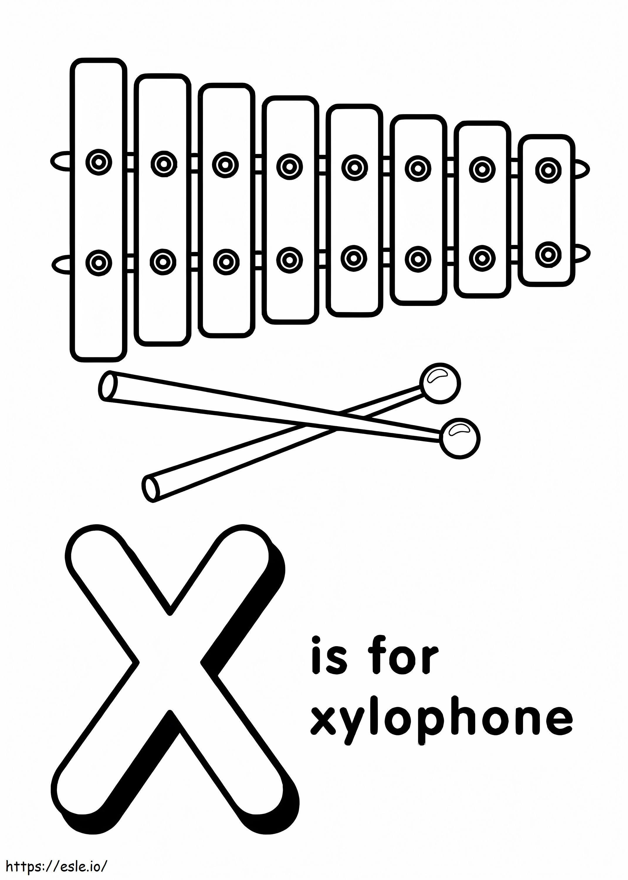 Xilófono Letra X 3 para colorear