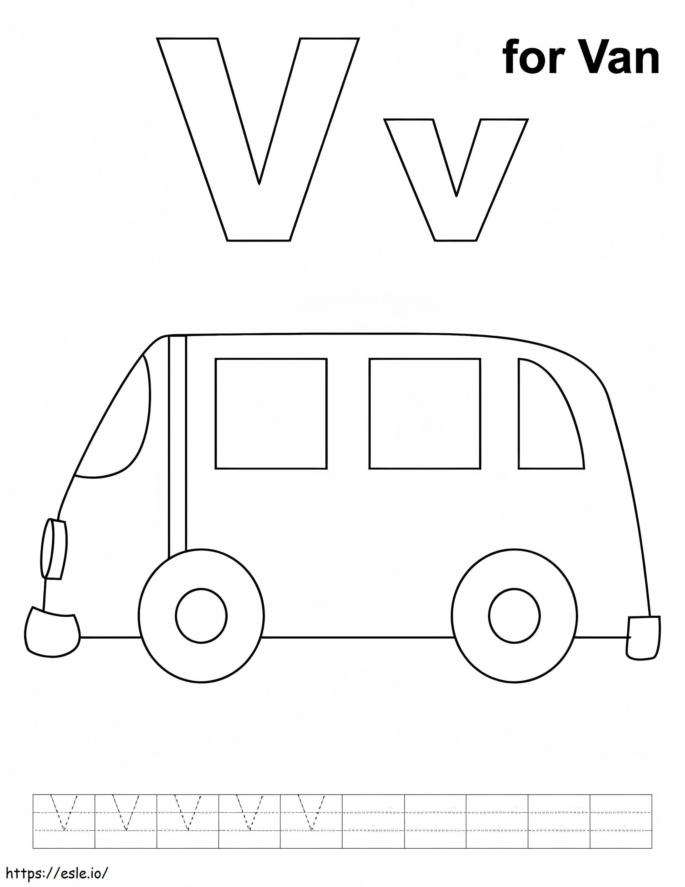 V Is For Van coloring page
