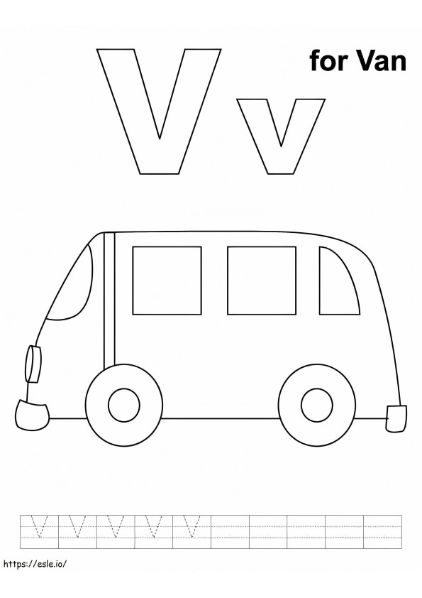 V Is For Van coloring page