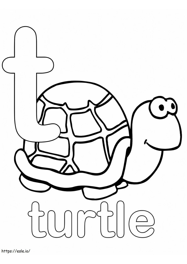 Niedlicher Schildkröten-Buchstabe T ausmalbilder