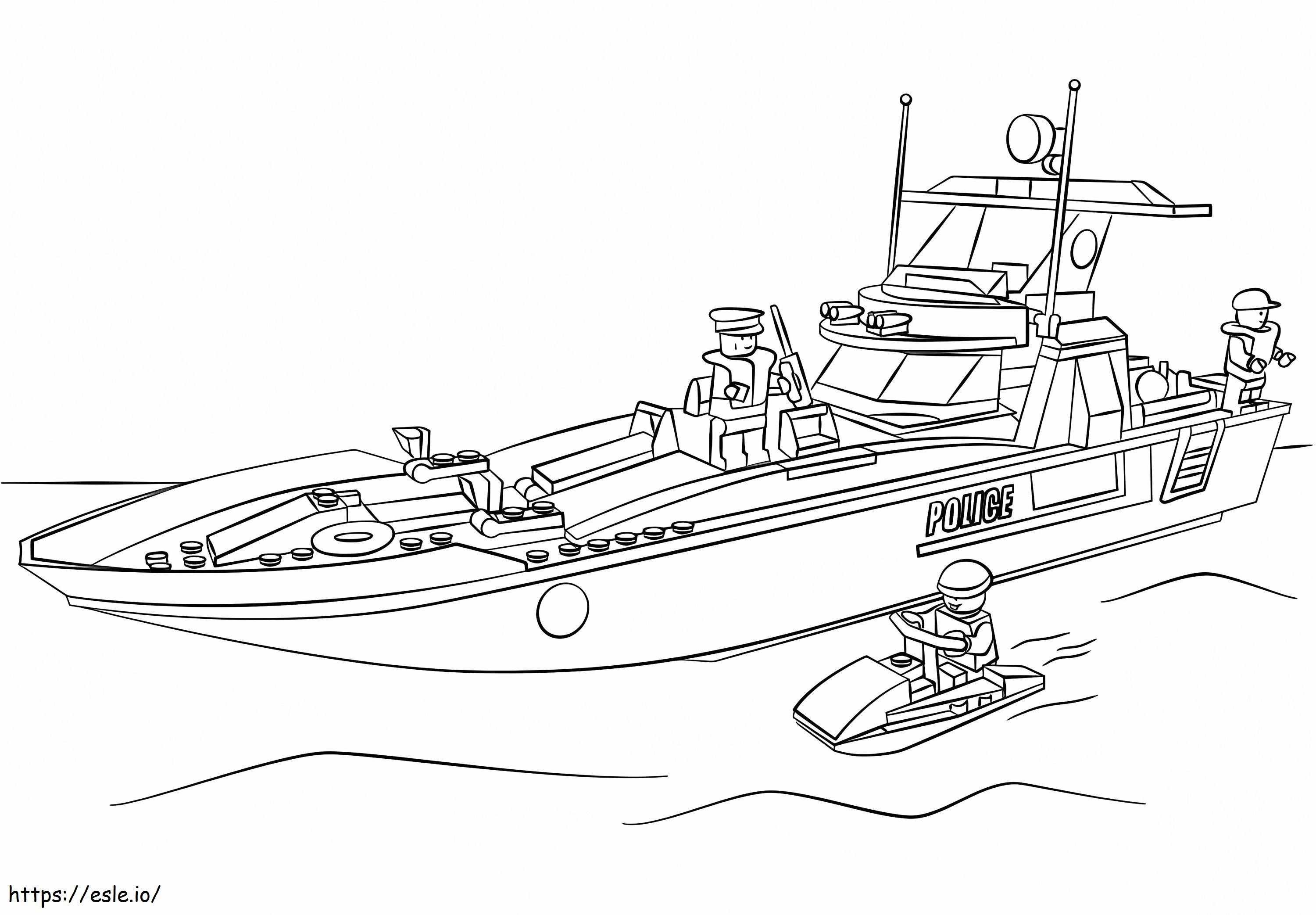 レゴシティの警察ボート ぬりえ - 塗り絵