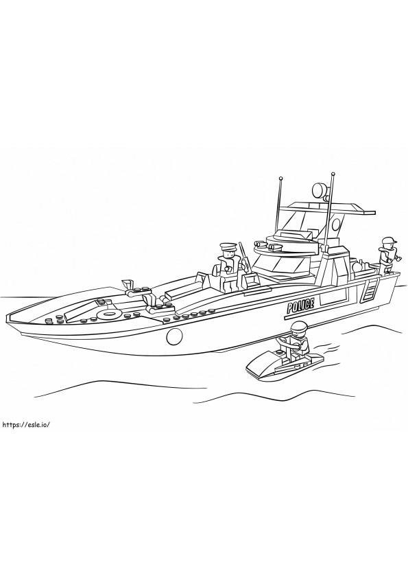 レゴシティの警察ボート ぬりえ - 塗り絵