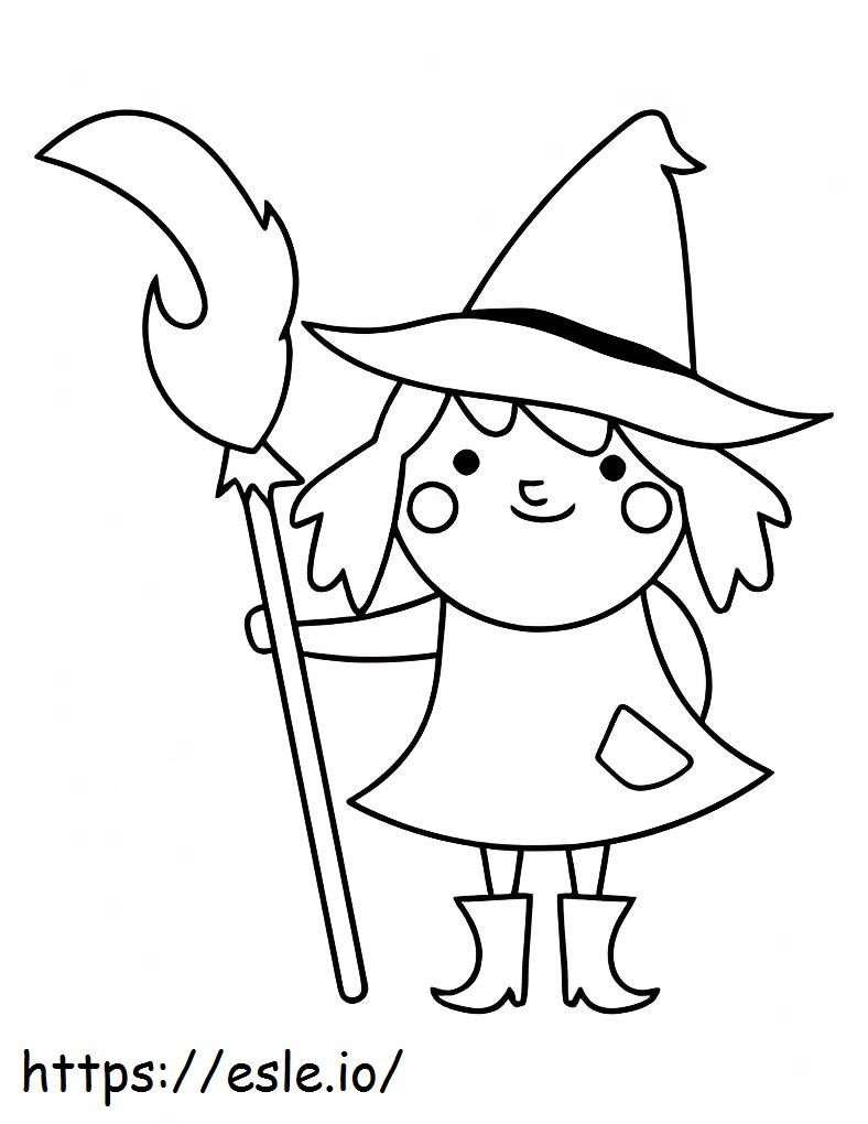 Cute Witch Girl Smiling coloring page