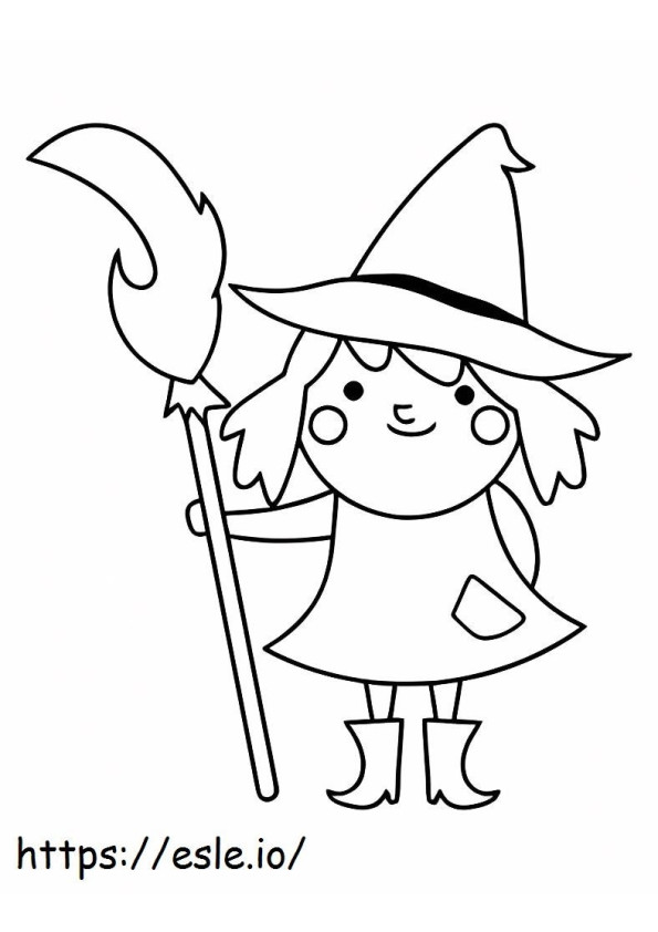 Cute Witch Girl Smiling coloring page