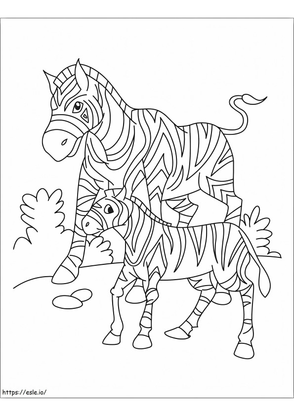 Mother Zebra And Baby Zebra coloring page