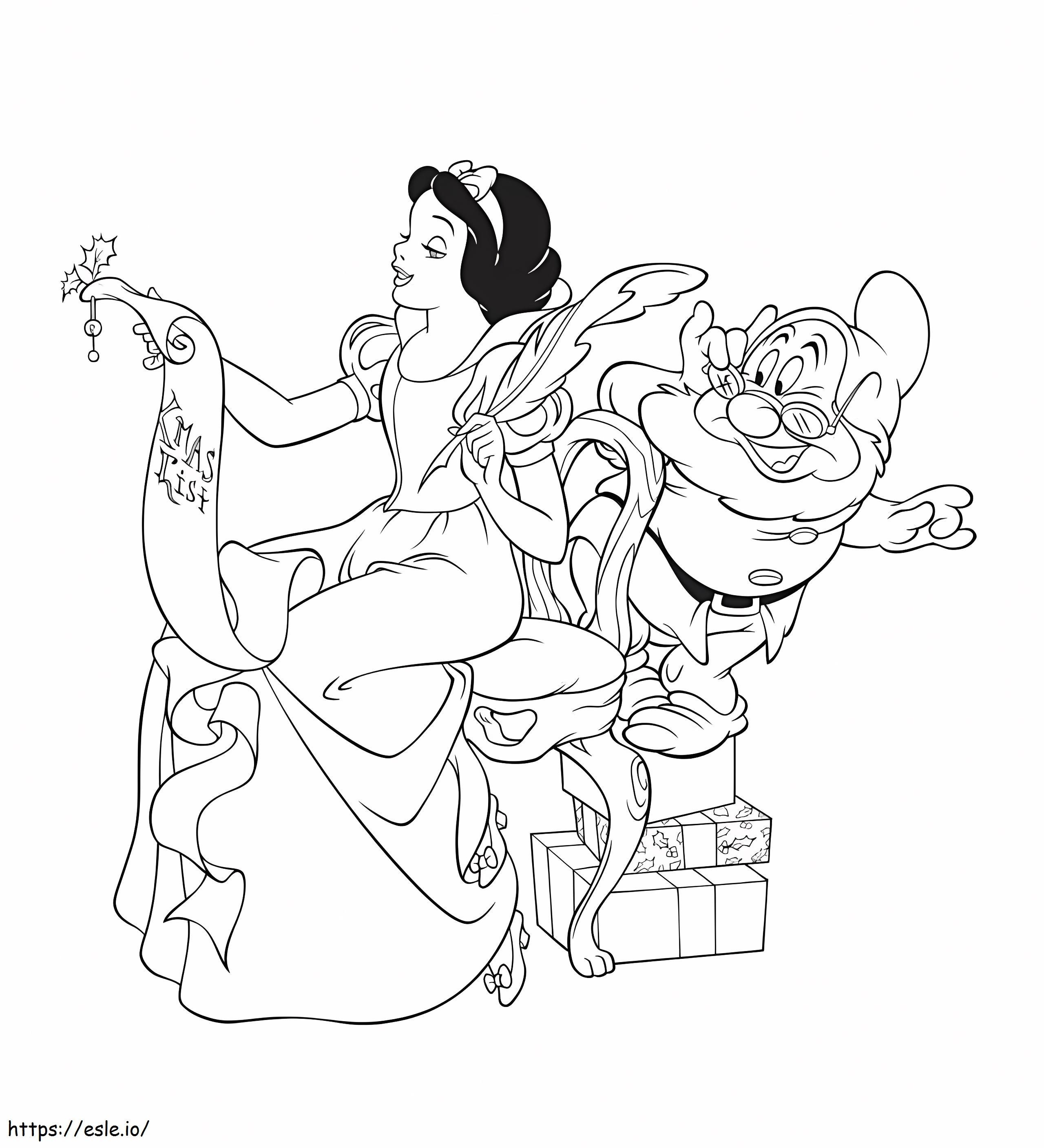 Snow White On Christmas coloring page