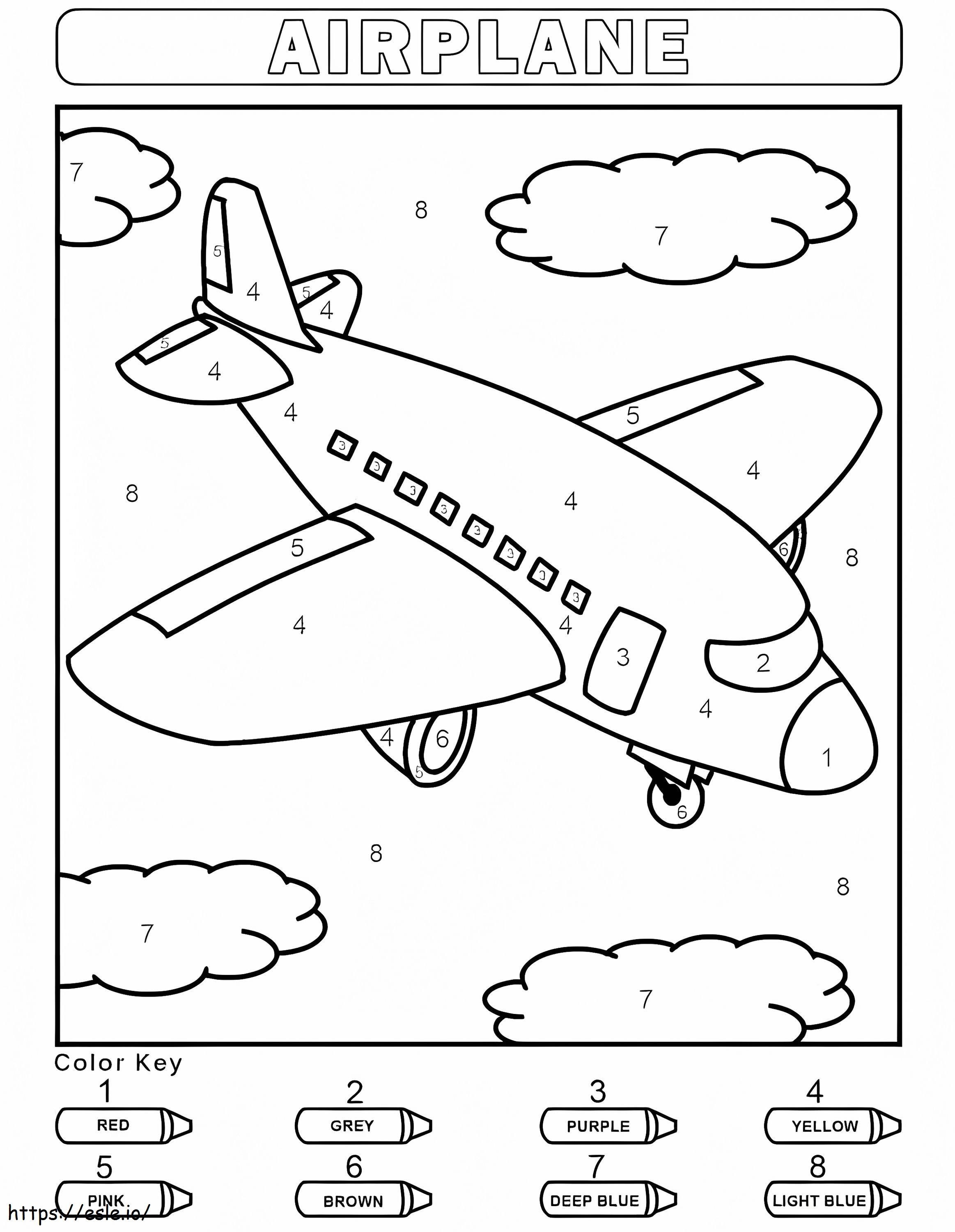 Airplane For Kindergarten Color By Number coloring page