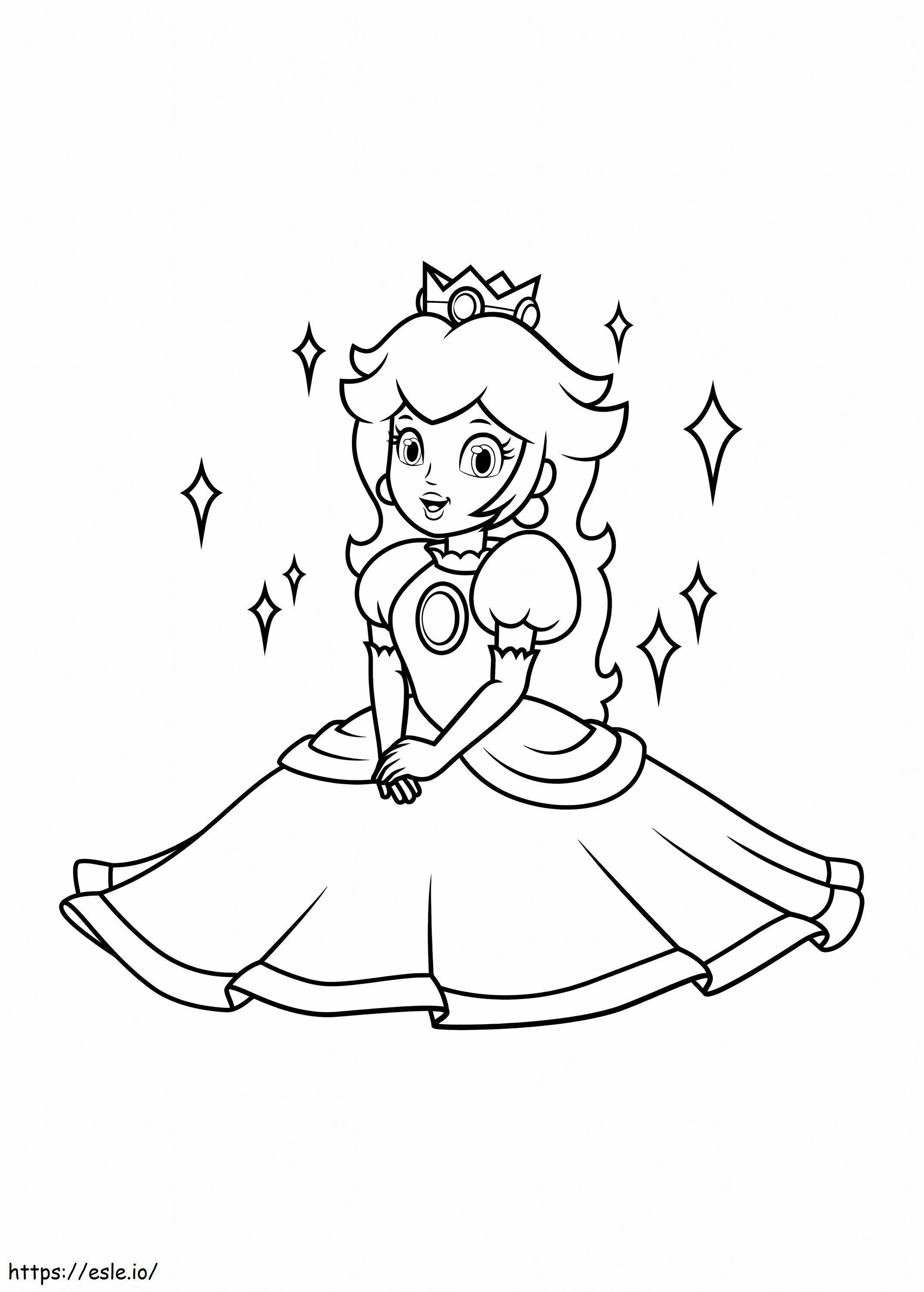 Princesa Peach sentada para colorir