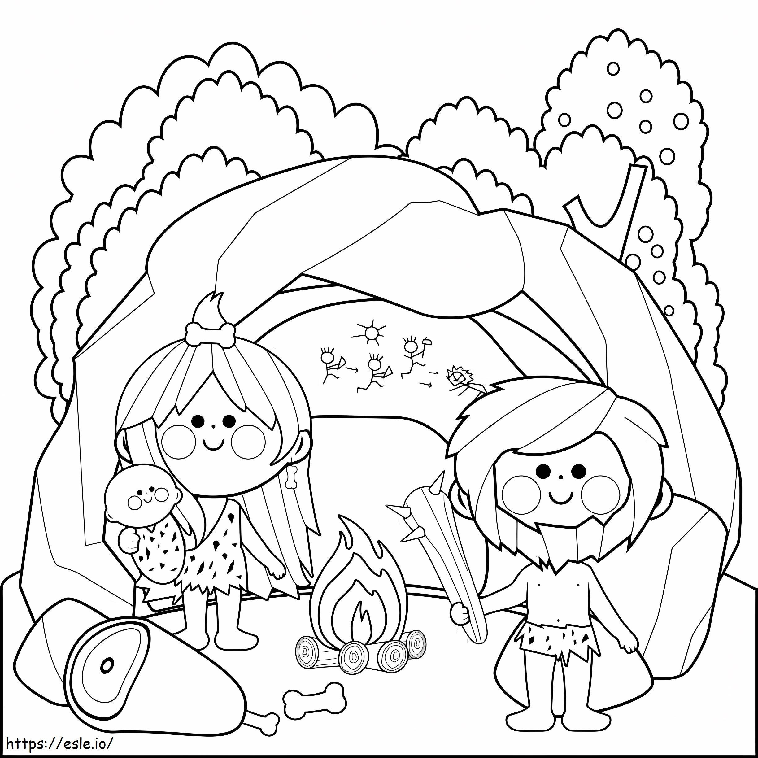 Stone Age Family coloring page