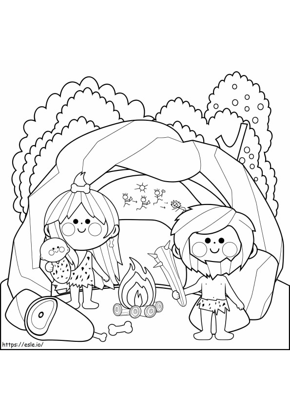 Stone Age Family coloring page