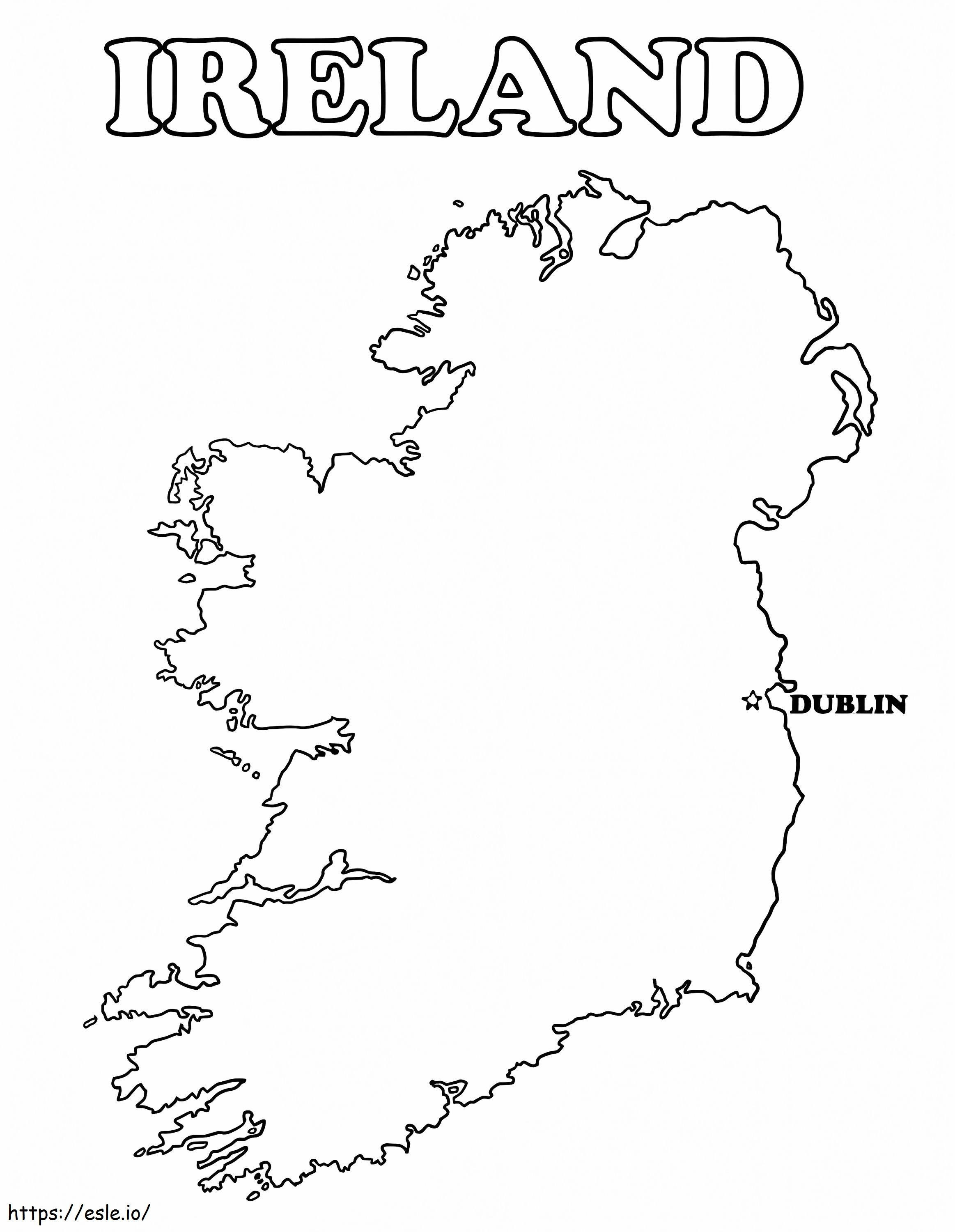 Coloriage Carte de l'Irlande 3 à imprimer dessin