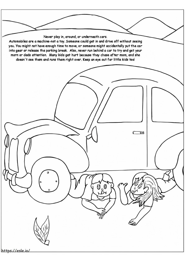 Dont Play Under Cars coloring page