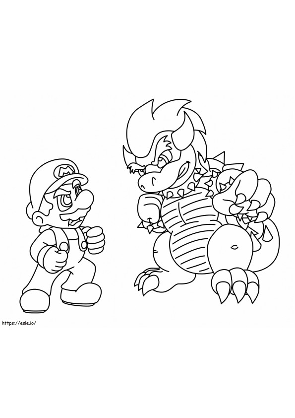 Coloriage Mario contre. Bowser à imprimer dessin