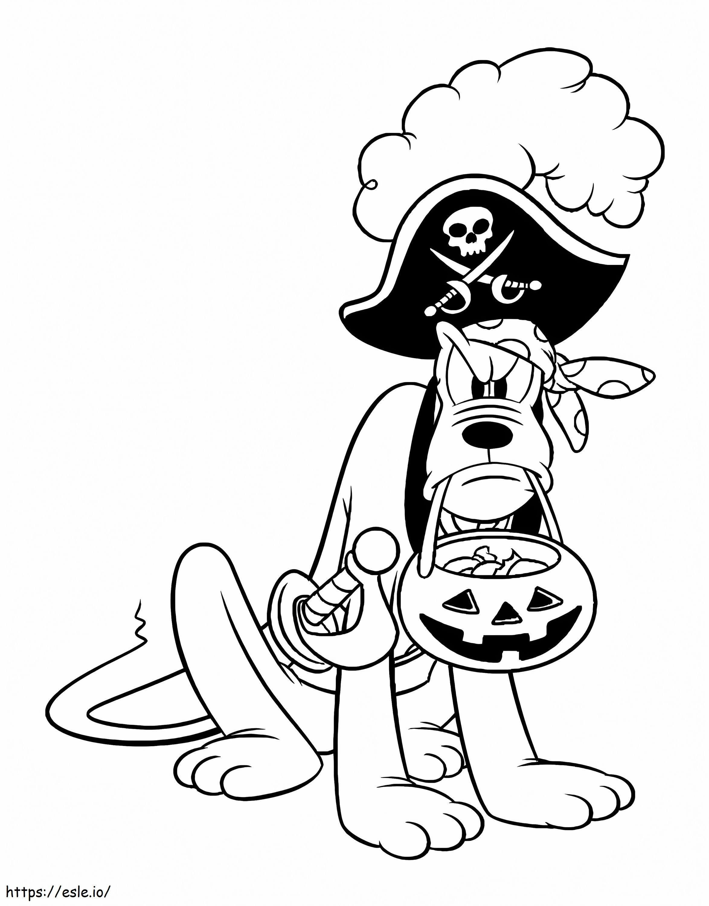 Piraat Pluto op Halloween kleurplaat kleurplaat