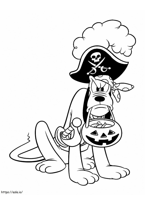 Plutão pirata no Halloween para colorir