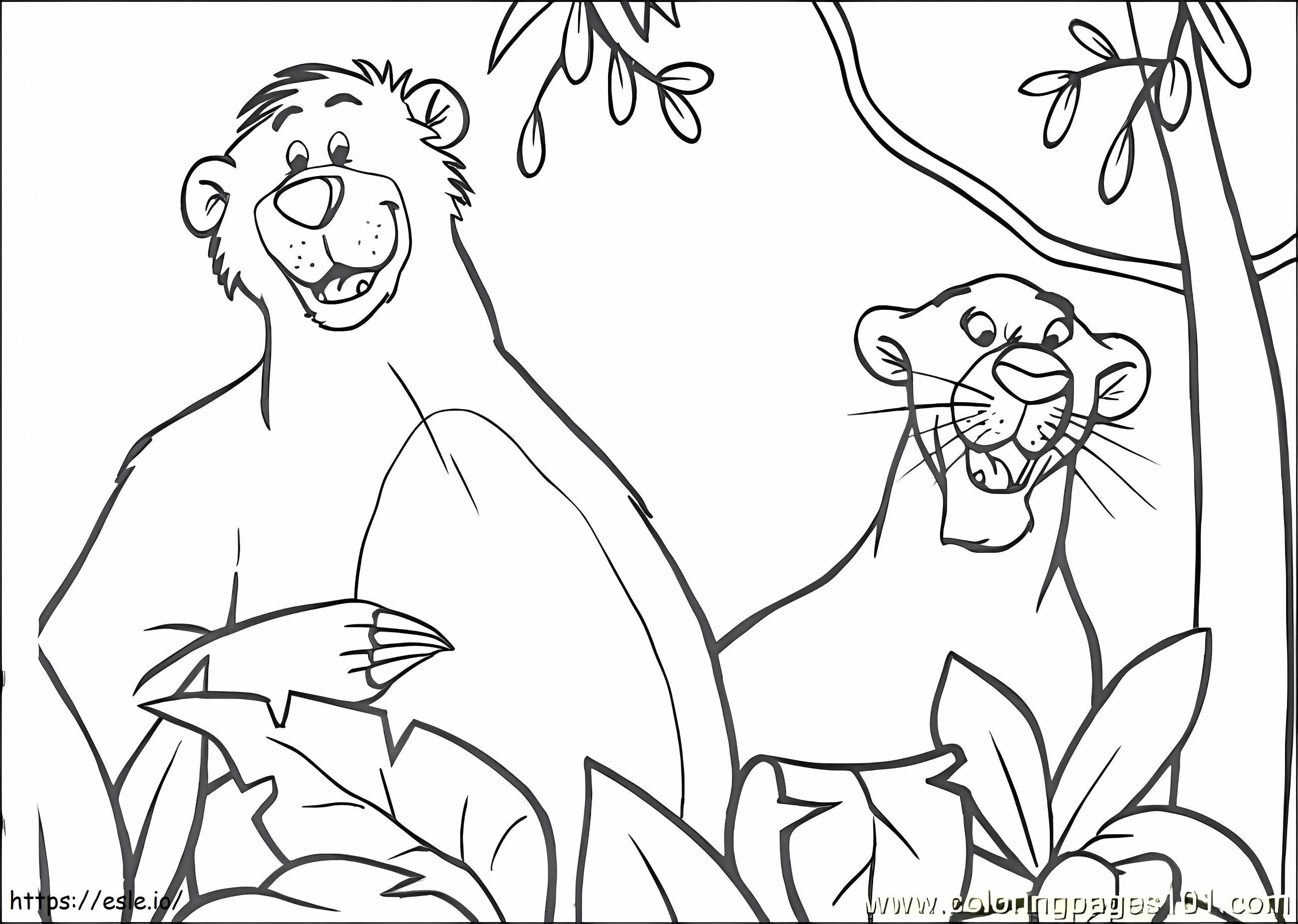 Bagheera With Baloo coloring page