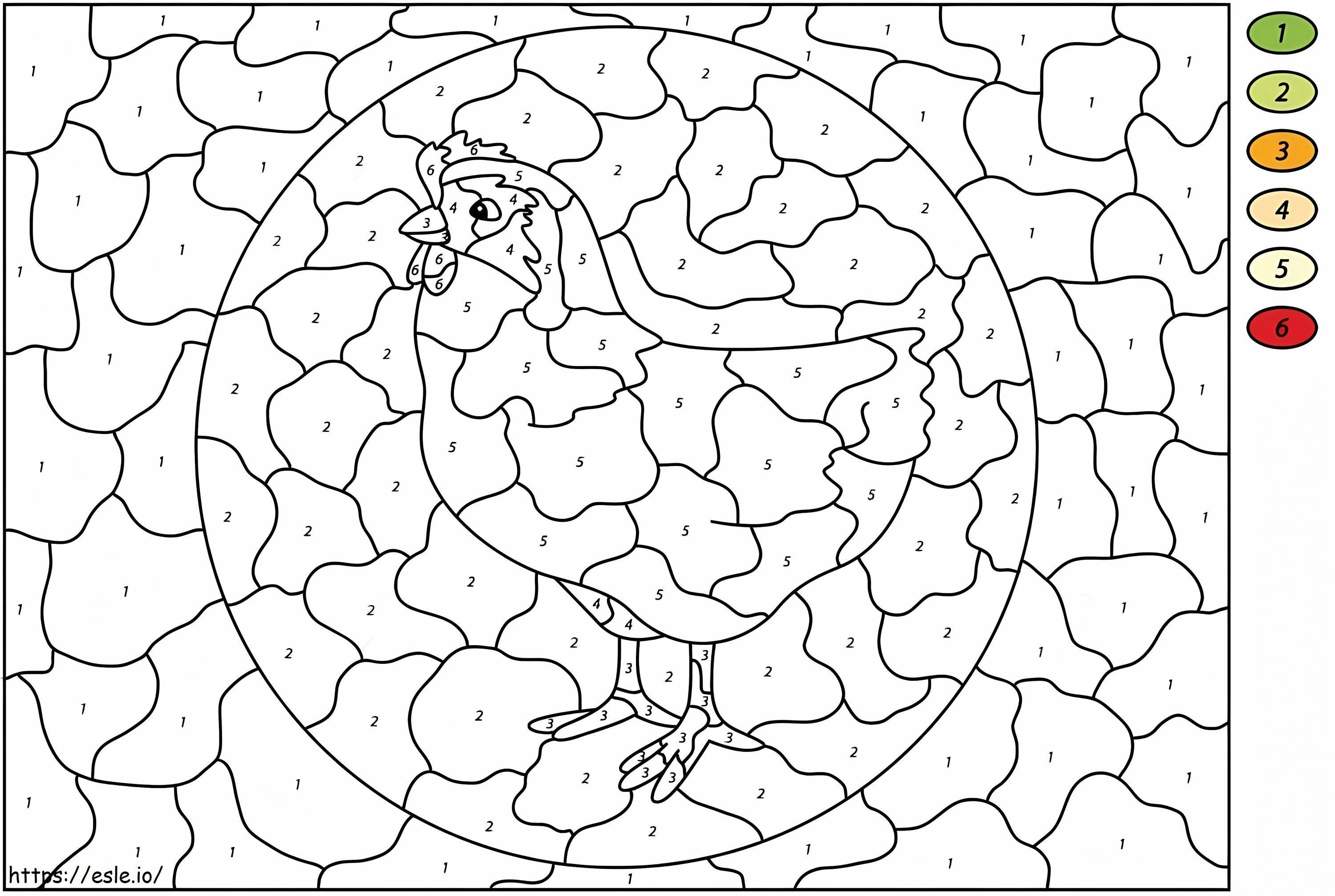Hen Color By Number coloring page