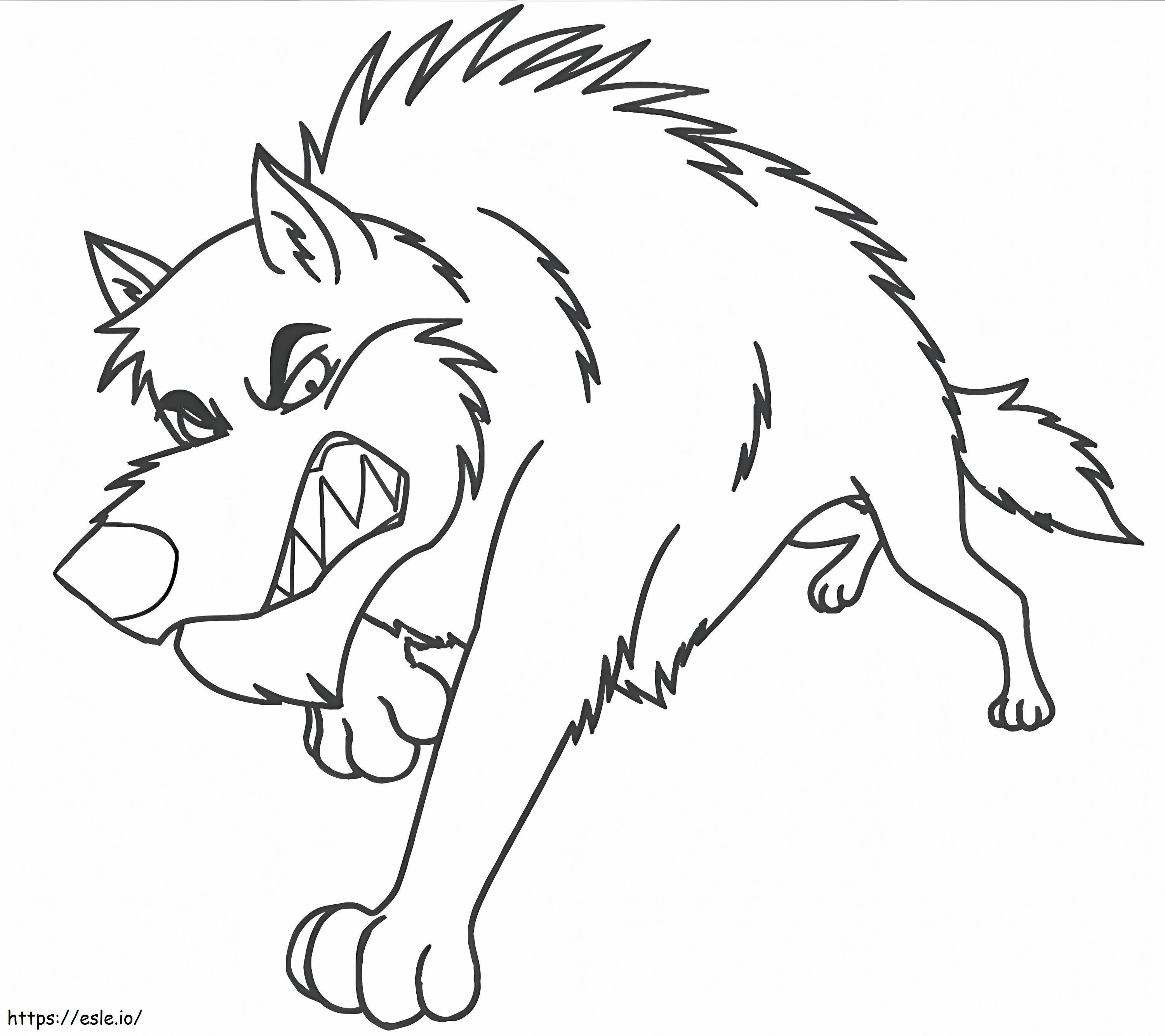 Coloriage Loup en colère de dessin animé à imprimer dessin